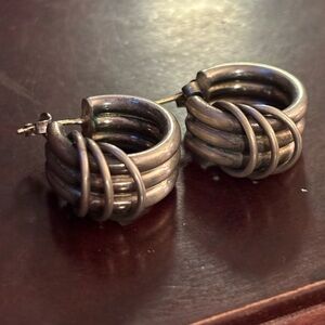 Sterling Silver Multi-Band Hoop Earrings, NFS